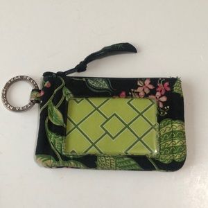 Vera Bradley Black & Green Zip ID Case